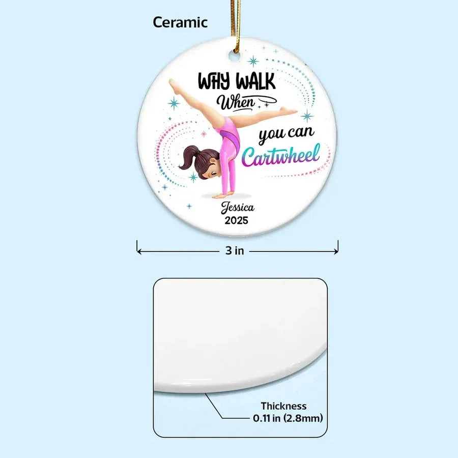Personalized Gymnast Cartwheel Ornament or Car Hanger