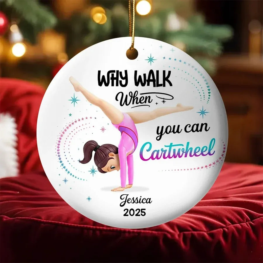 Personalized Gymnast Cartwheel Ornament or Car Hanger