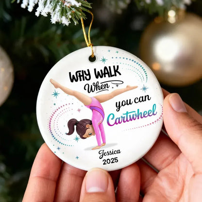 Personalized Gymnast Cartwheel Ornament or Car Hanger