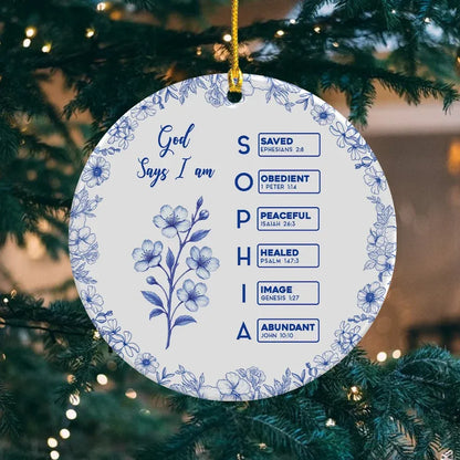 Bible Verses Ceramic Ornament with Floral Border