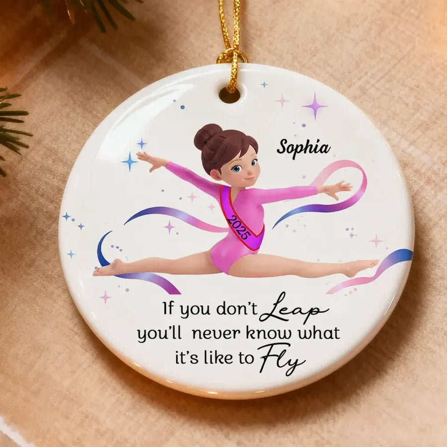 Personalized Gymnast Quote Ceramic, Acrylic or Wooden Ornament
