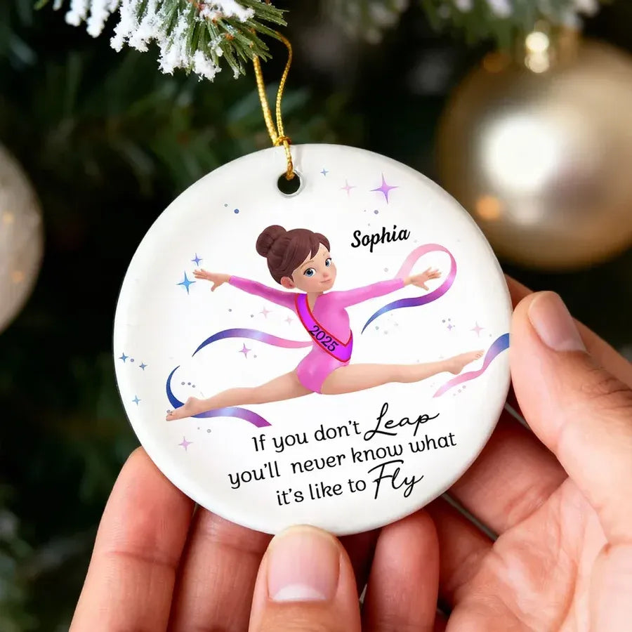 Personalized Gymnast Quote Ceramic, Acrylic or Wooden Ornament