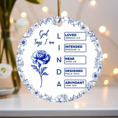 Bible Verses Ceramic Ornament with Floral Border