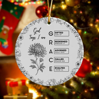 Bible Verses Ceramic Ornament with Floral Border