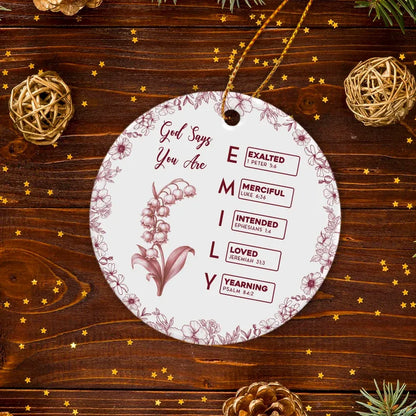 Bible Verses Ceramic Ornament with Floral Border