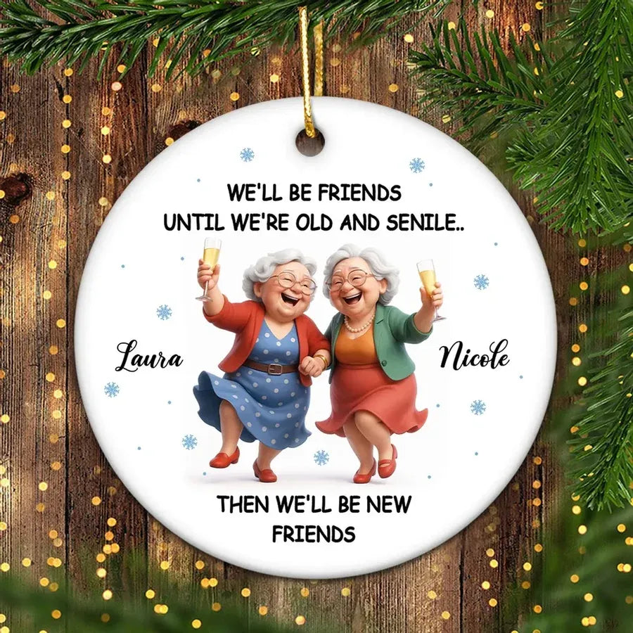 Personalized Best Friends Ceramic, Acrylic or Wooden Ornament