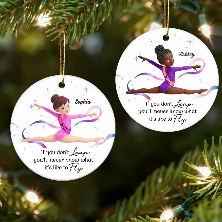 Personalized Gymnast Quote Ceramic, Acrylic or Wooden Ornament
