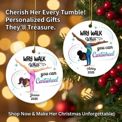 Personalized Gymnast Cartwheel Ornament or Car Hanger