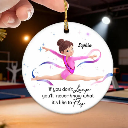 Personalized Gymnast Quote Ceramic, Acrylic or Wooden Ornament