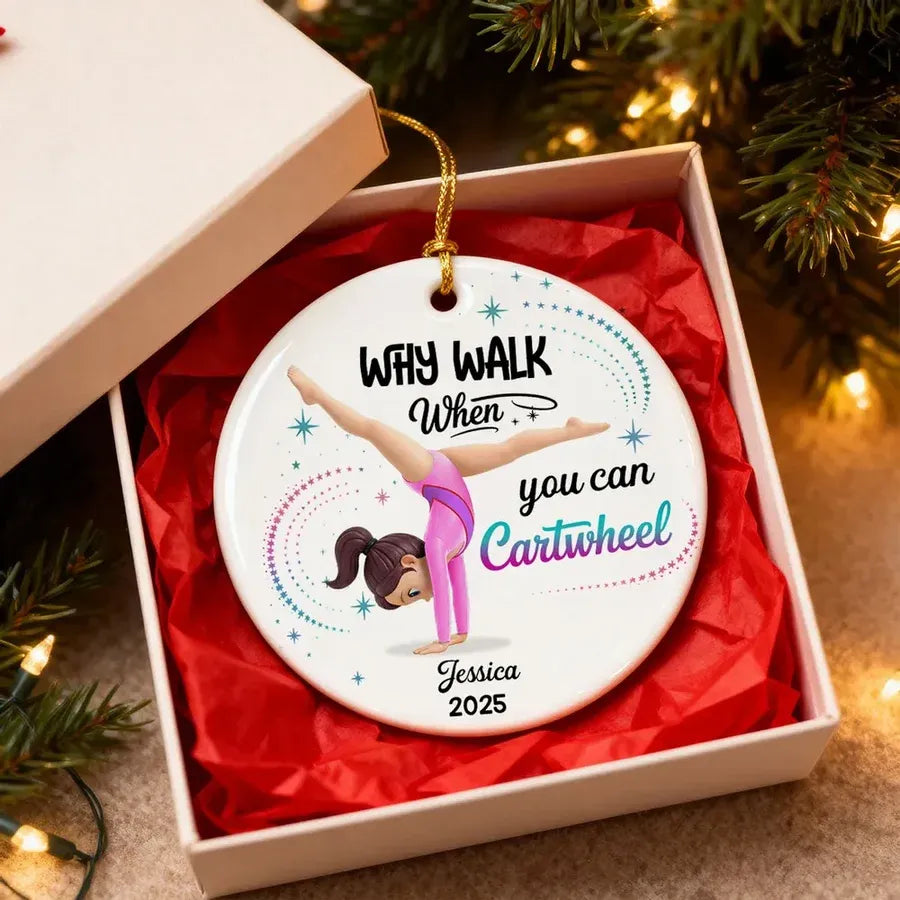 Personalized Gymnast Cartwheel Ornament or Car Hanger