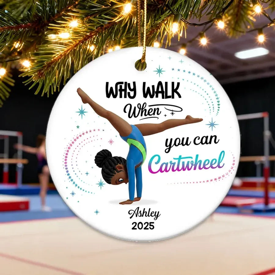 Personalized Gymnast Cartwheel Ornament or Car Hanger