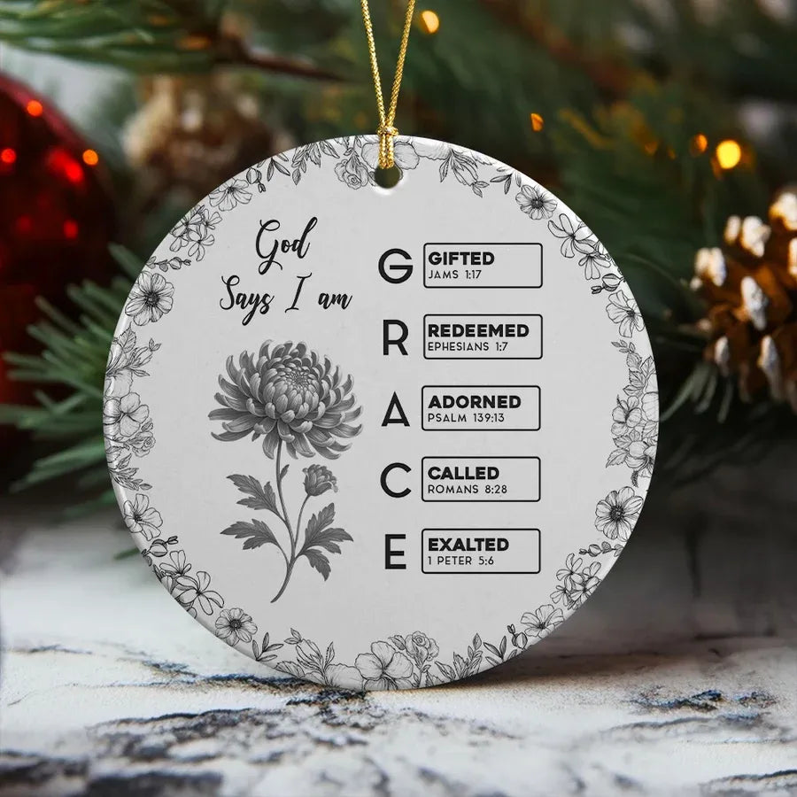 Bible Verses Ceramic Ornament with Floral Border