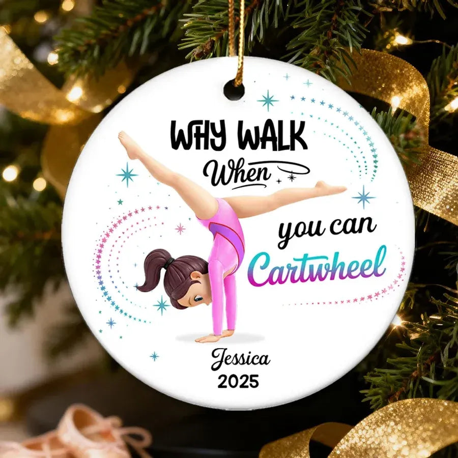 Personalized Gymnast Cartwheel Ornament or Car Hanger