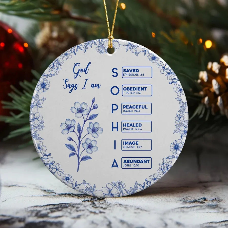 Bible Verses Ceramic Ornament with Floral Border