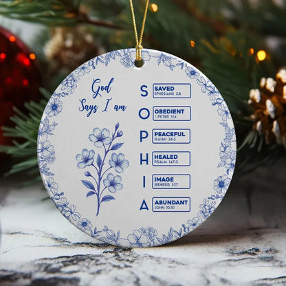 Bible Verses Ceramic Ornament with Floral Border