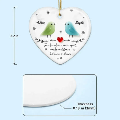 Ceramic Heart Ornament with Colorful Birds and Friendship Quote