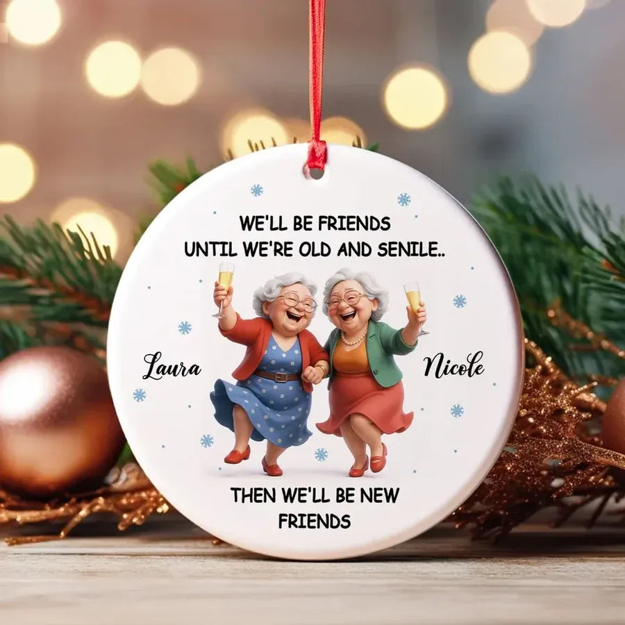 Personalized Best Friends Ceramic, Acrylic or Wooden Ornament